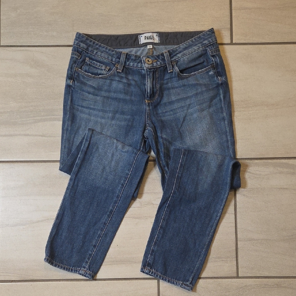 PAIGE Women's Medium Blue Low Rise Ankle Jeans Very Soft Size 24 Good Condition